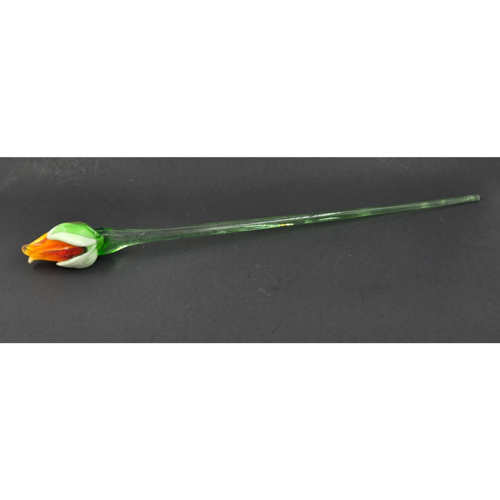 HUGE Vintage Murano Hand Blown Art Glass Flower Long Stem - 18 1/2" LONG